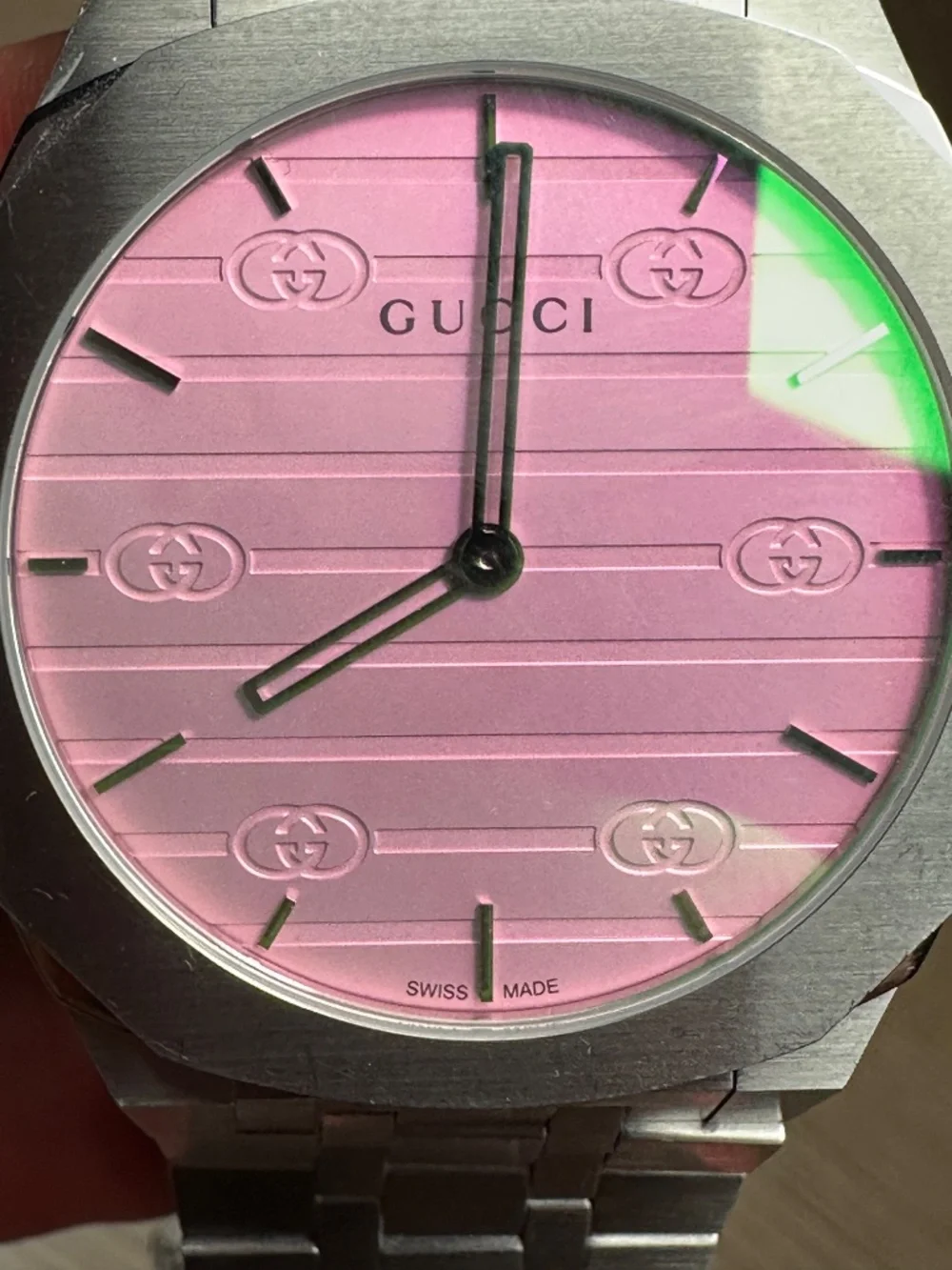 AUTHENTIC GUCCI 25H YA163410 PINK DIAL 38MM SWISS QUARTZ UNISEX WATCH